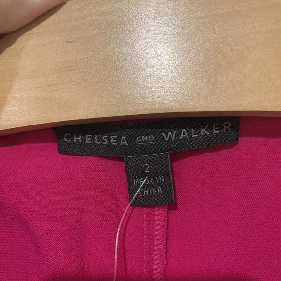 Chelsea Walker Size 2 North Wrap Dress Hot Pink V Neck Puff Sleeves Tie Waist - Picture 6 of 9